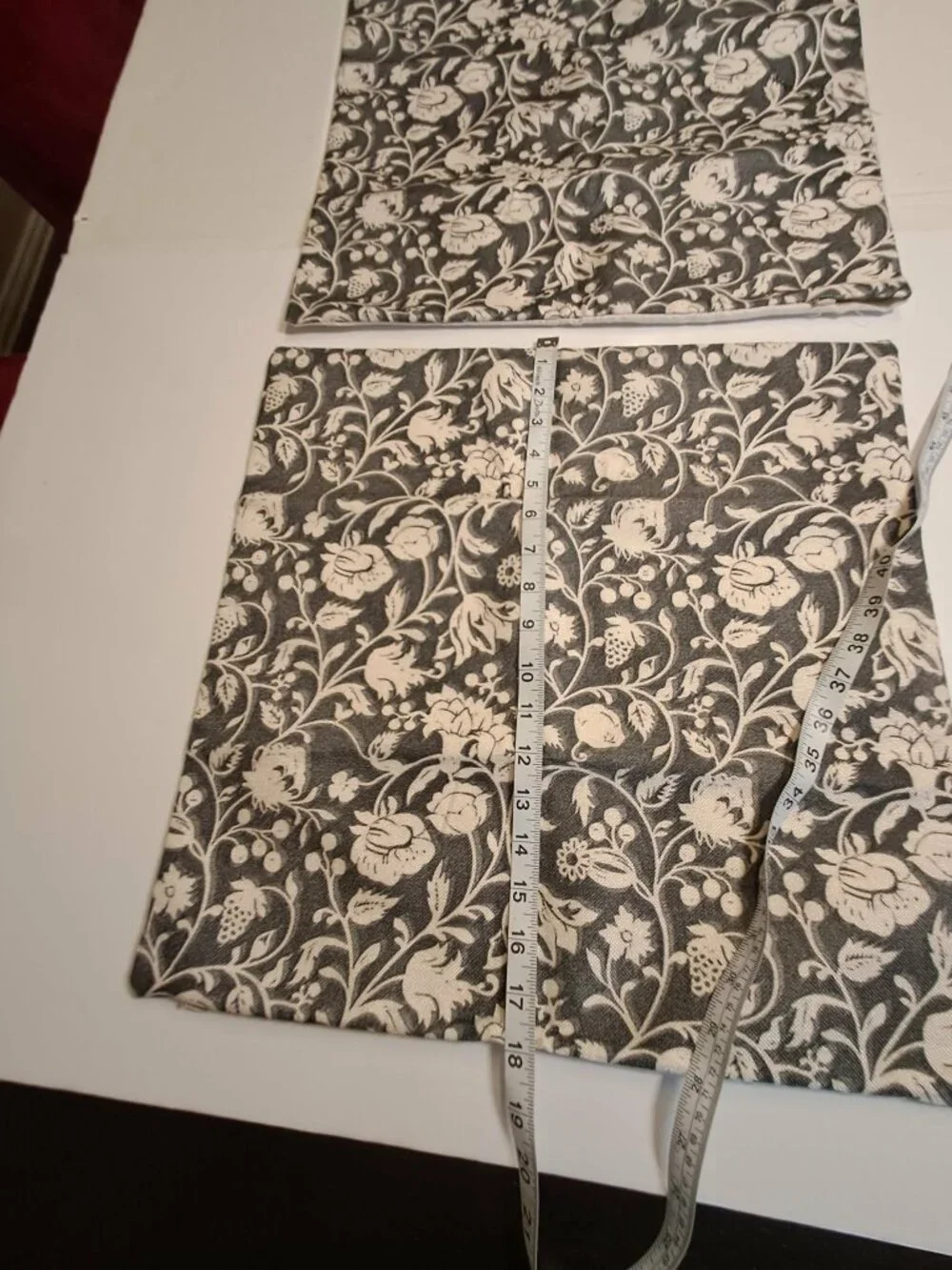 Set of 2 Floral Pillow Covers Gray Ivory 18x18